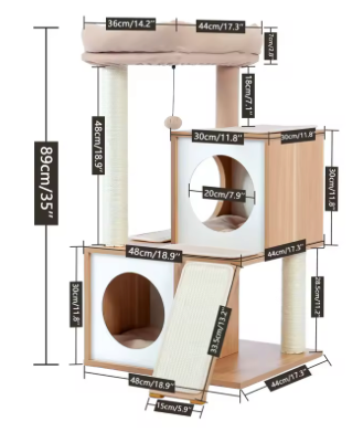 arbre à chat bois clair - nid perché - m
