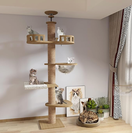 arbre à chat haut en bois naturel