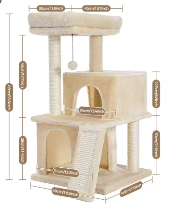 maison pour chat avec griffoir et cactus