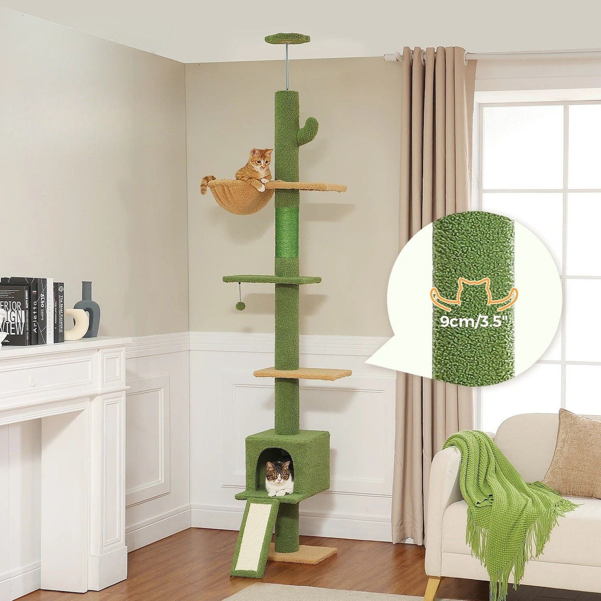 Arbre à chat cactus ajustable du sol au plafond