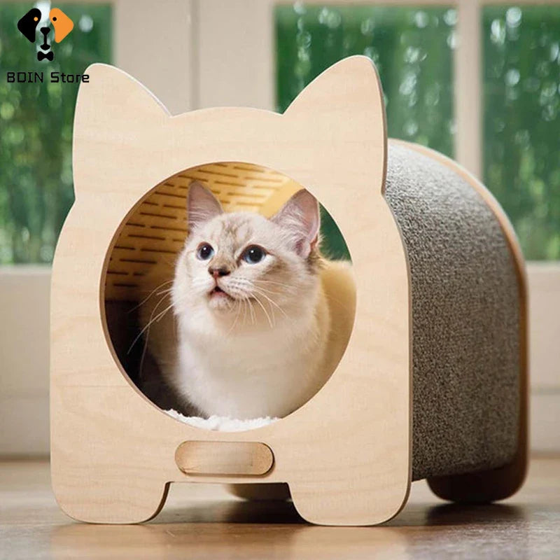 Maison Pour Chat En Bois 3 En 1 Avec Griffoir