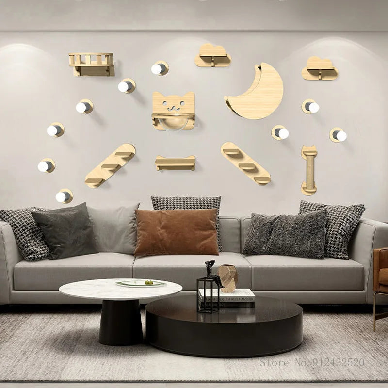 arbre à chats mural nuages et étoiles