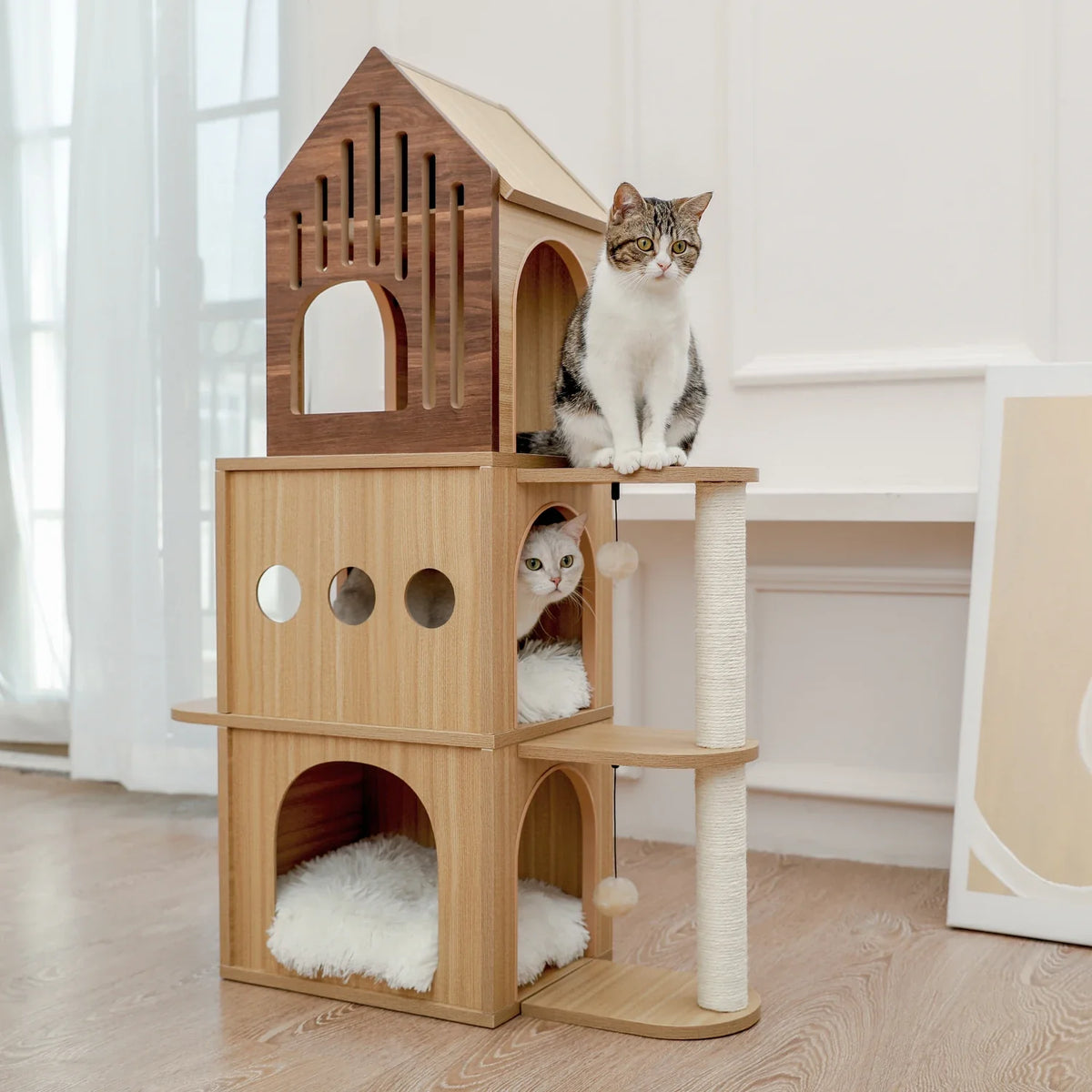 espace litière pour chat dans arbre design