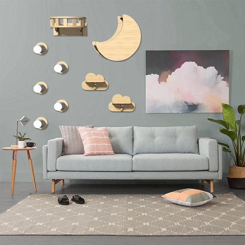 arbre à chats design nuages et étoiles