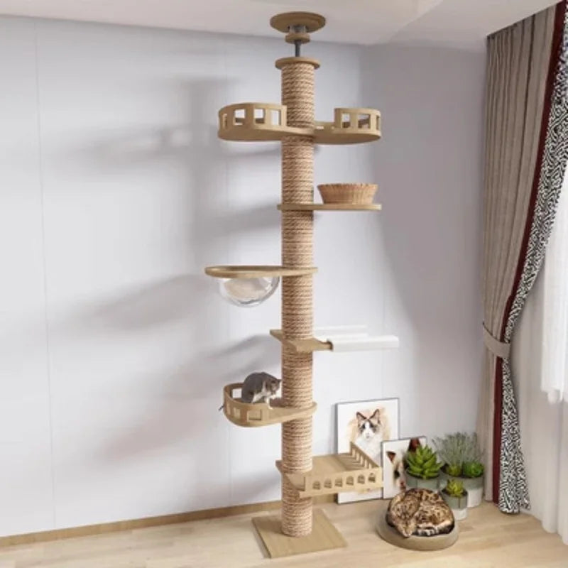 arbre à chat design vertical en bois