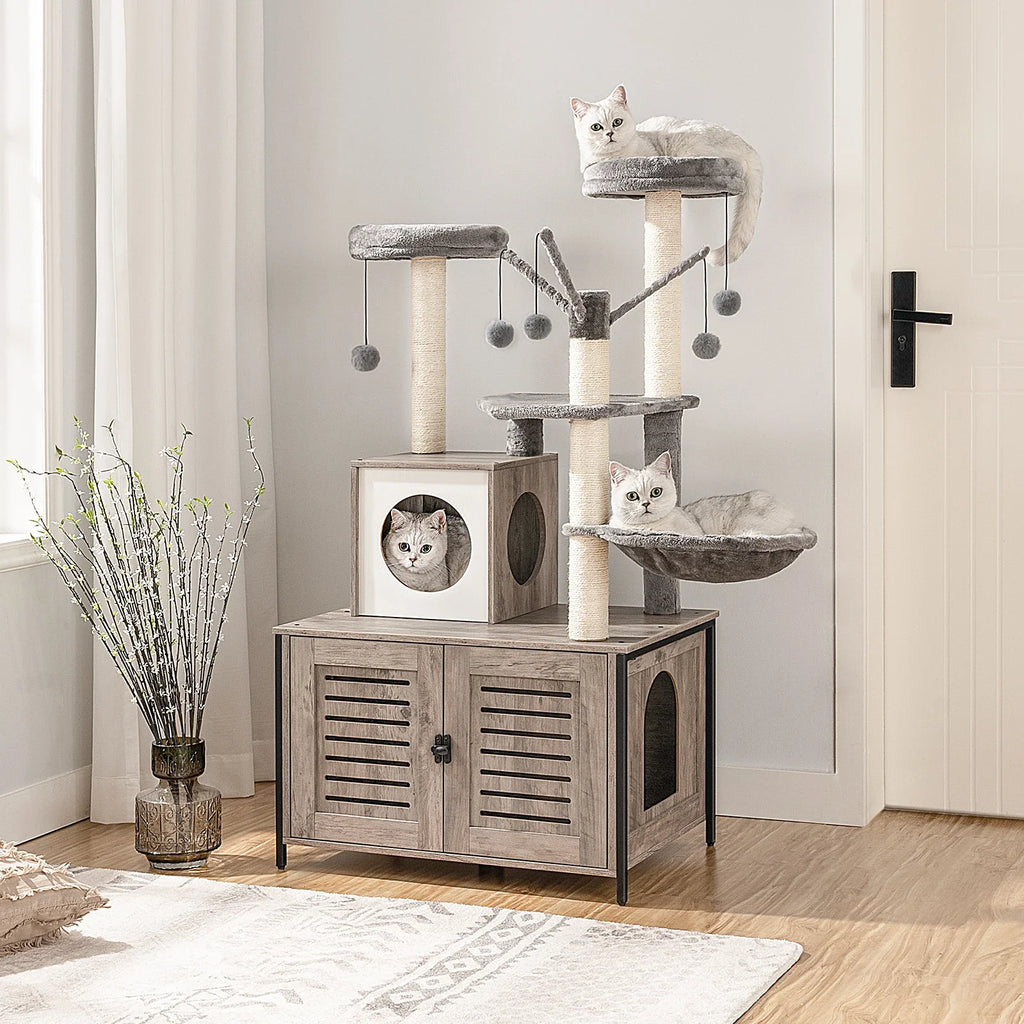 Arbre A Chat Meuble À Litière - Modèle "hideawaypaws"