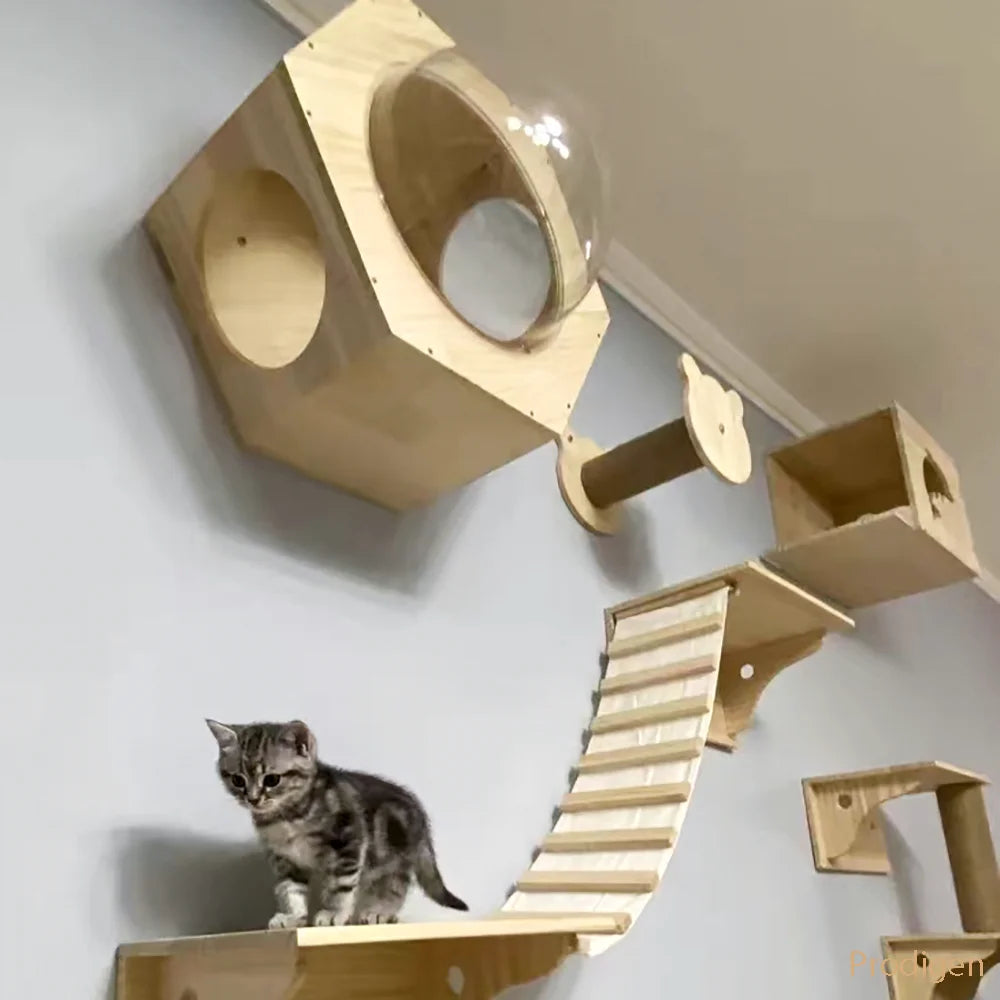 Arbre A Chat Mural En Bois - Perchoirfélin