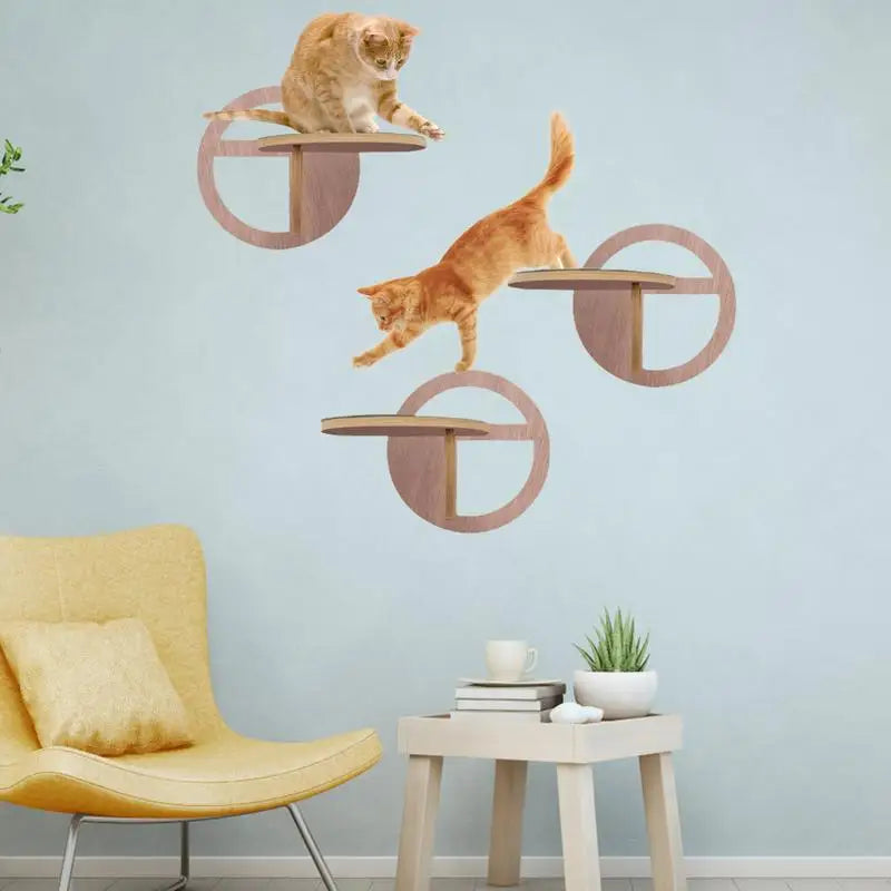 arbre à chat mural design en bois