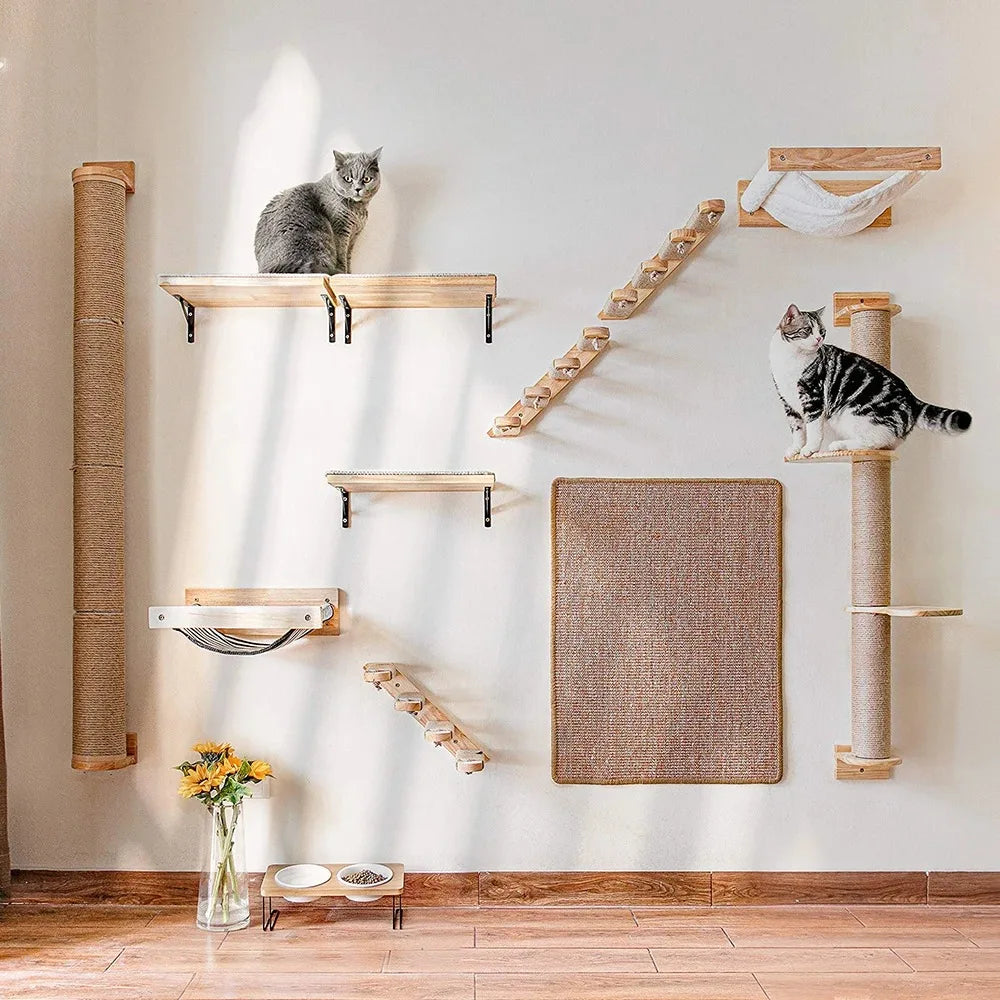 arbre a chat mural en bois