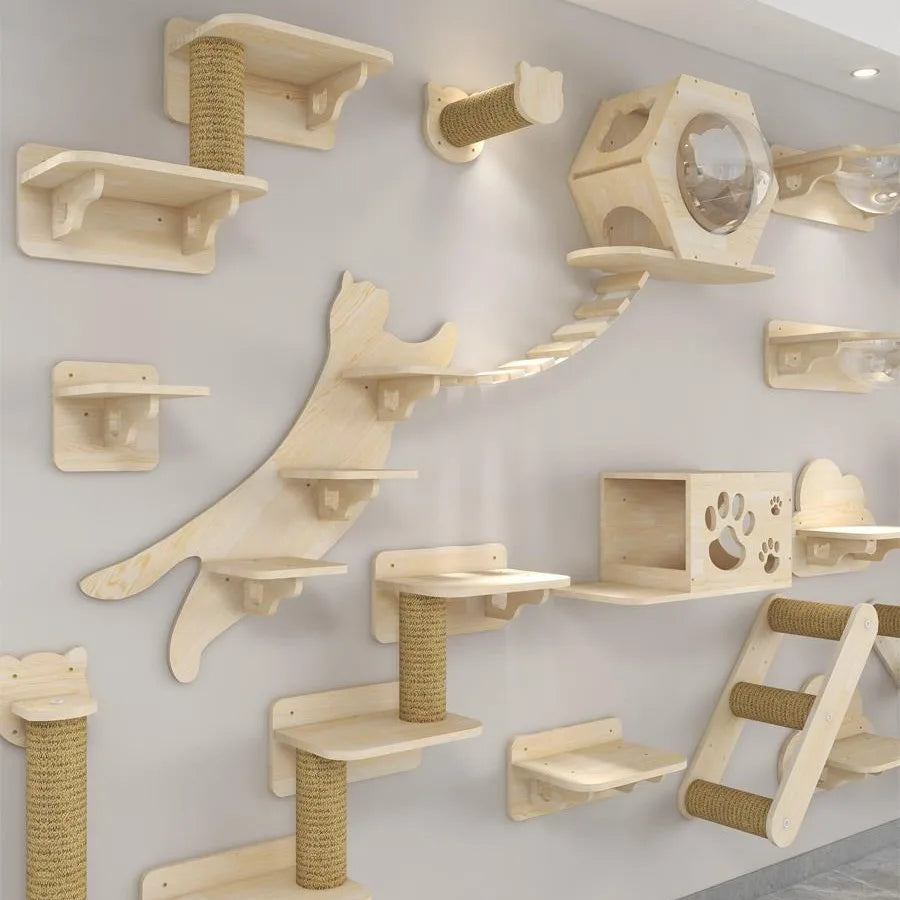 Arbre A Chat Mural - Bois - Aventure - Forteresseféline