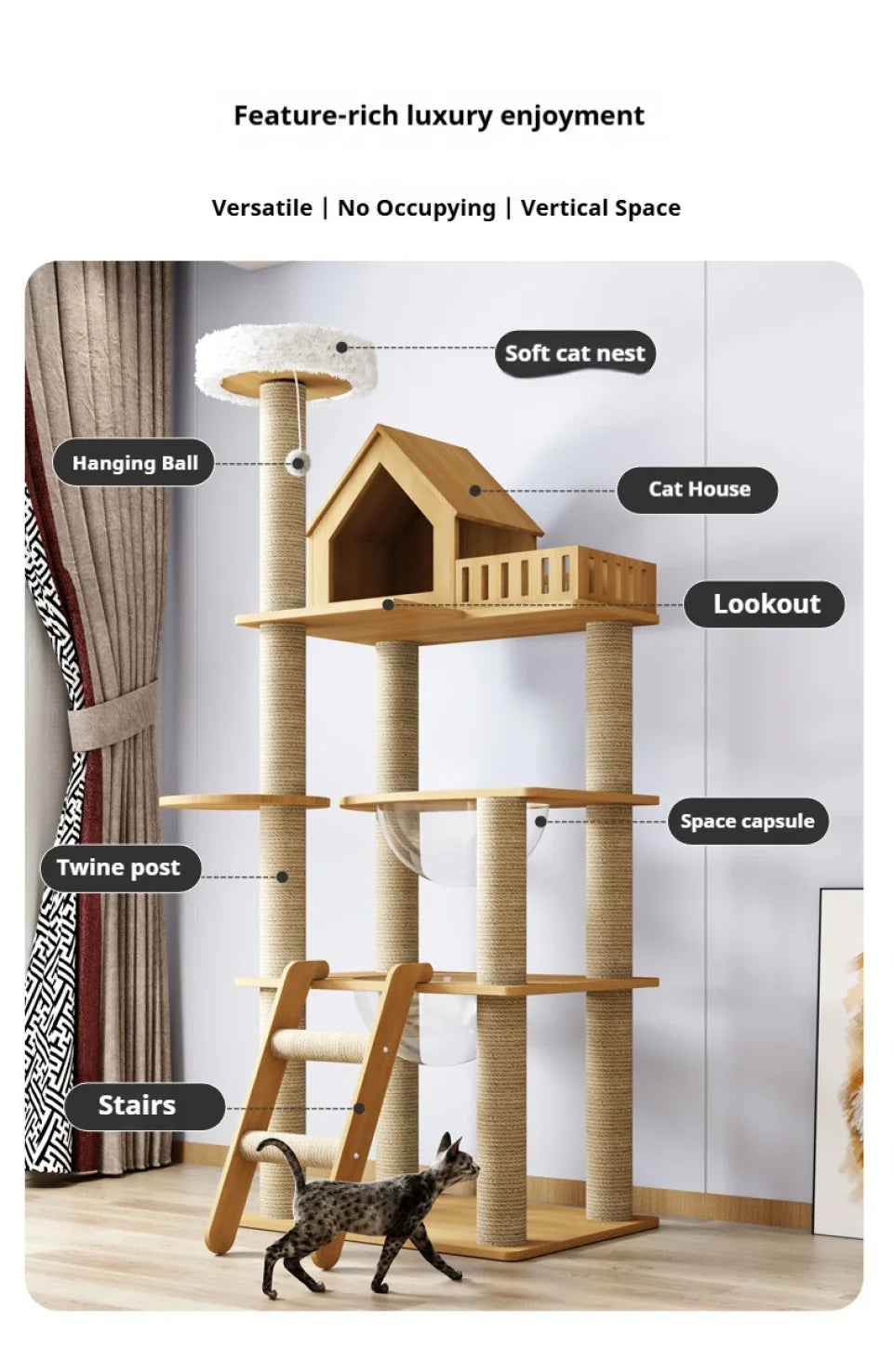 arbre à chat durable en bois massif