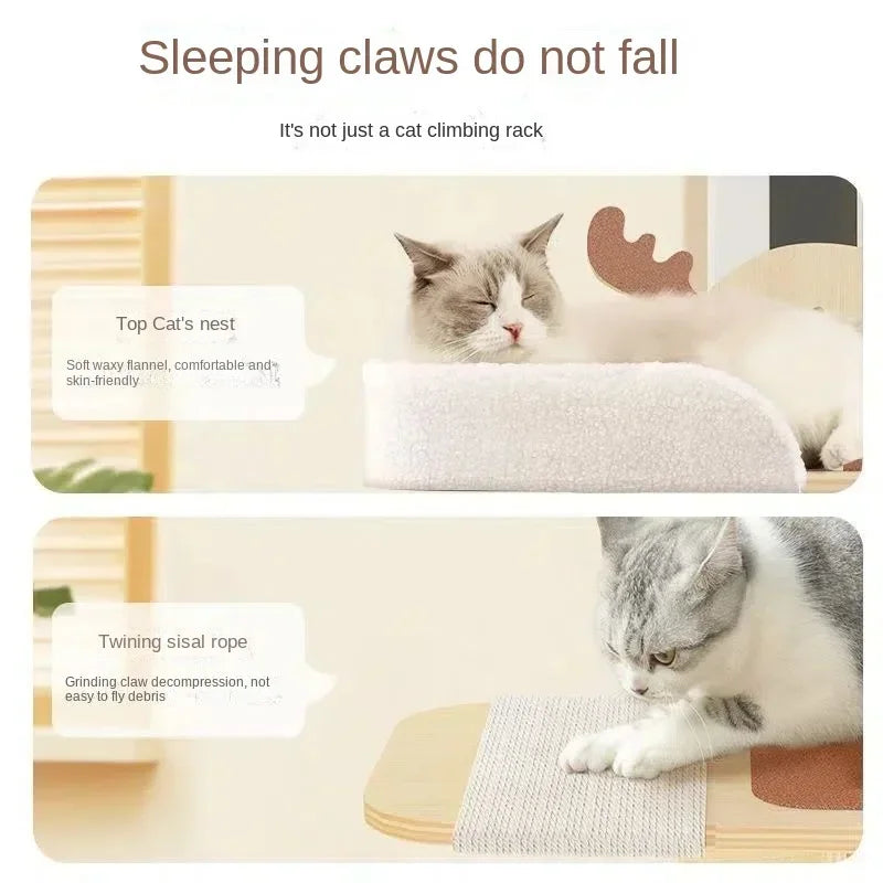 arbre a chat mural en bois sans perçage