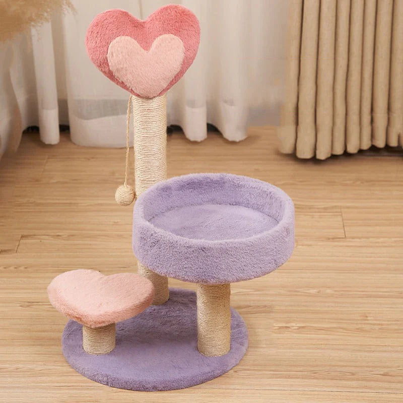 arbre à chat en peluche rose