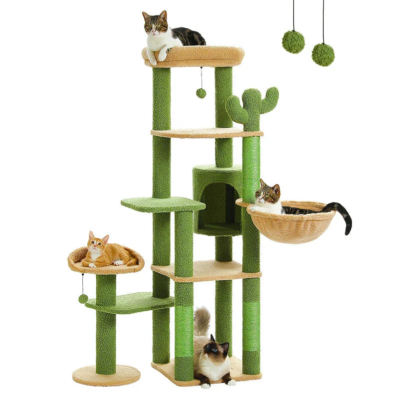 Arbre À Chat Cactus Avec Condo Et Hamac - Modèle "cactuspalace"