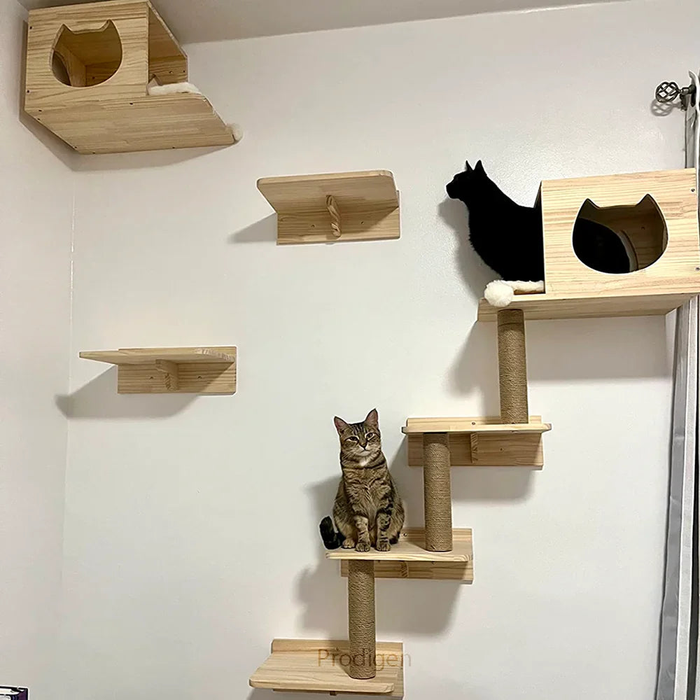 accessoire pour gamelles de chat en bois