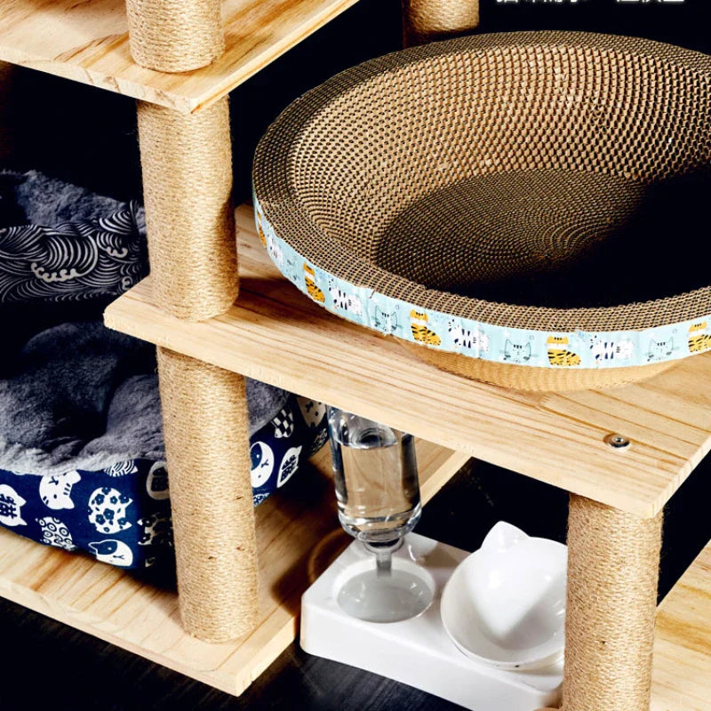 arbre à chat pour grands chats bois blanc