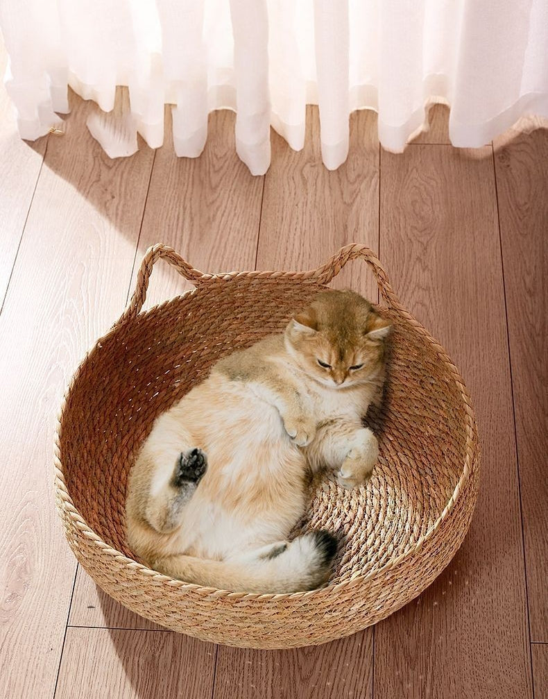 panier osier design pour chat