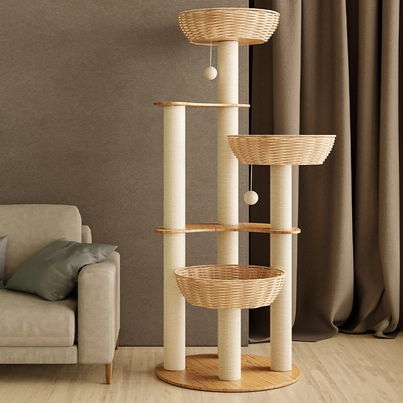 Arbre A Chat Design En Bois Massif - Modèle Skynest