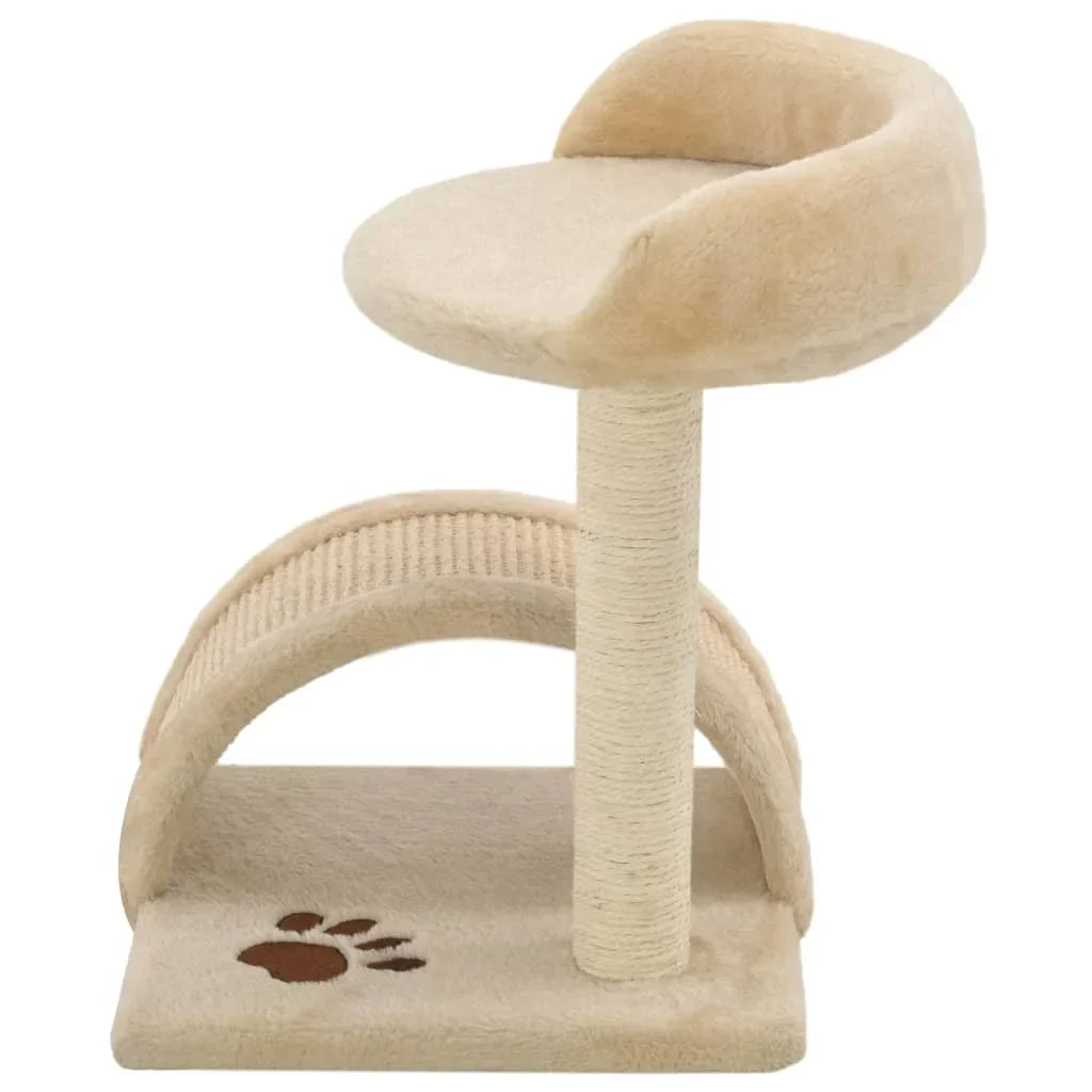 arbre à chat en tissu beige