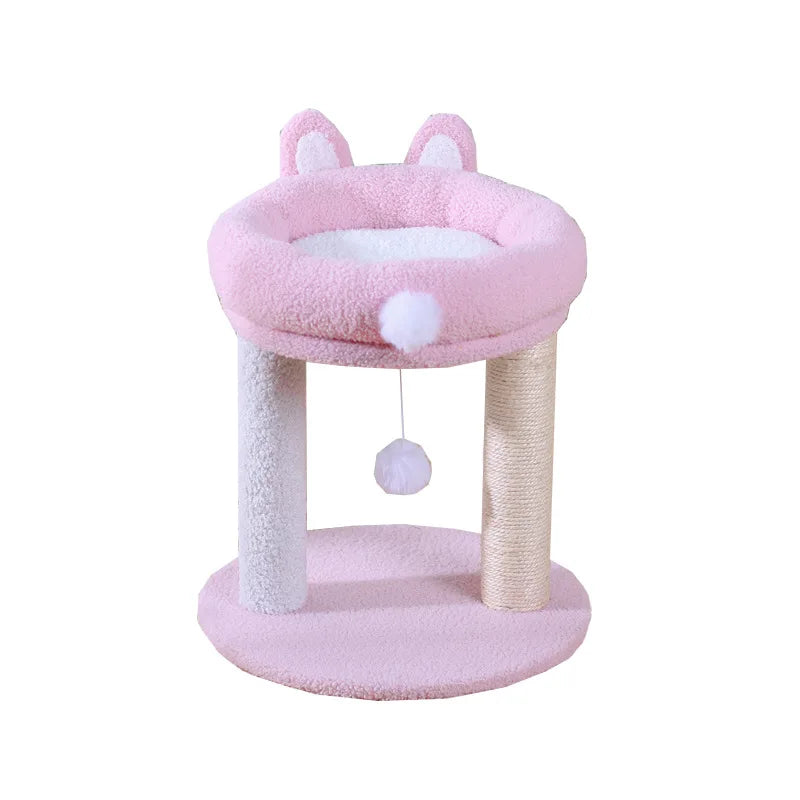 arbre à chat design lapin rose