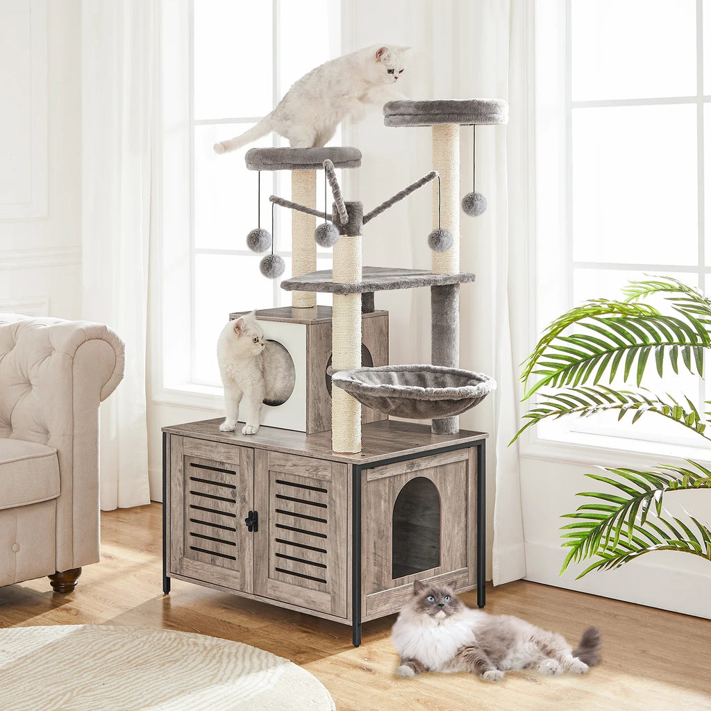 meuble à litière arbre à chat hideawaypaws