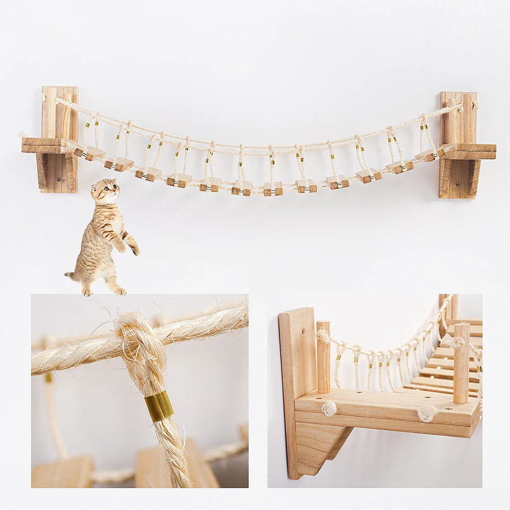 Arbre A Chat Mural - Pont Suspendu En Bois - Pontfélin