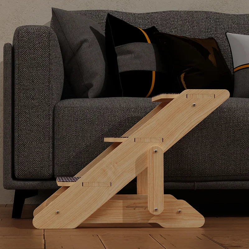 escalier pour chats âgés en bois