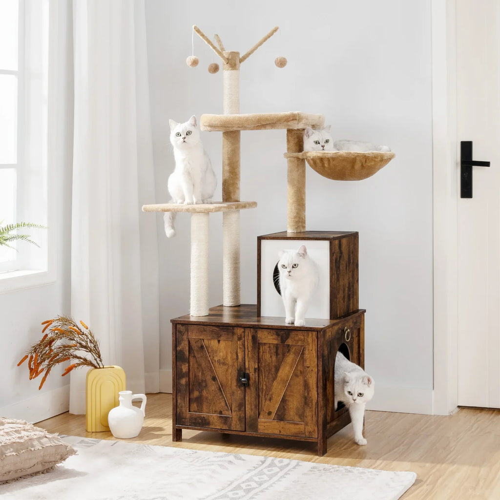 meuble à litière arbre a chat rustique