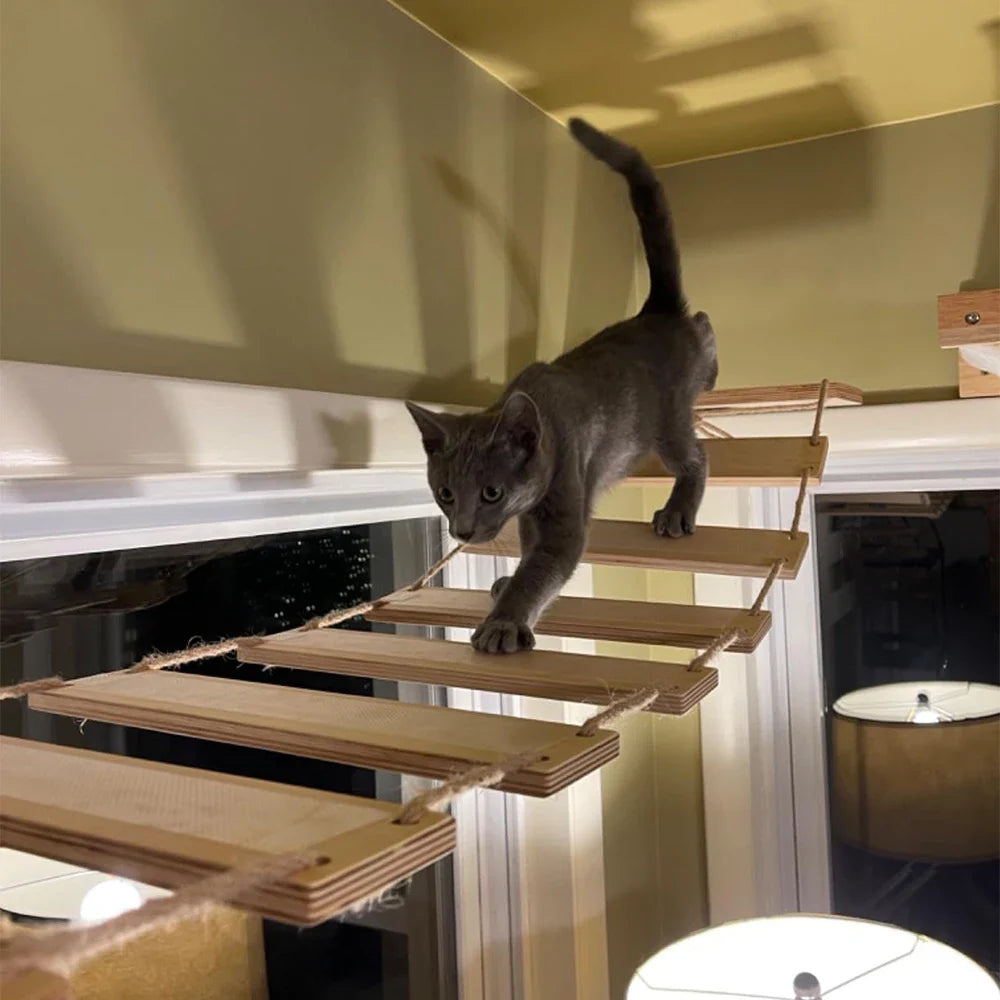 pont suspendu pour chat en bois