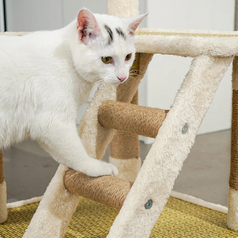 arbre à chat design élégant en bois et sisal