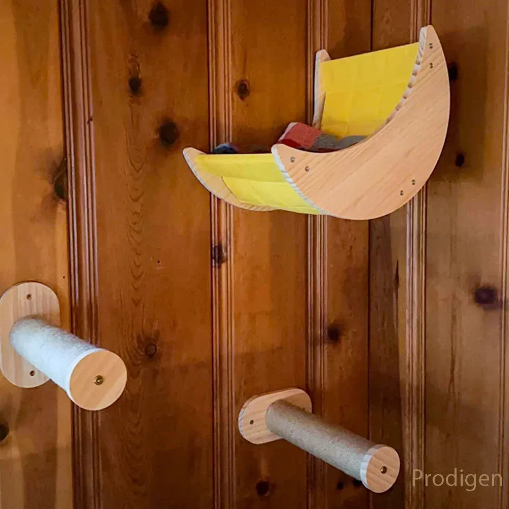 escalier pour arbre à chat en bois