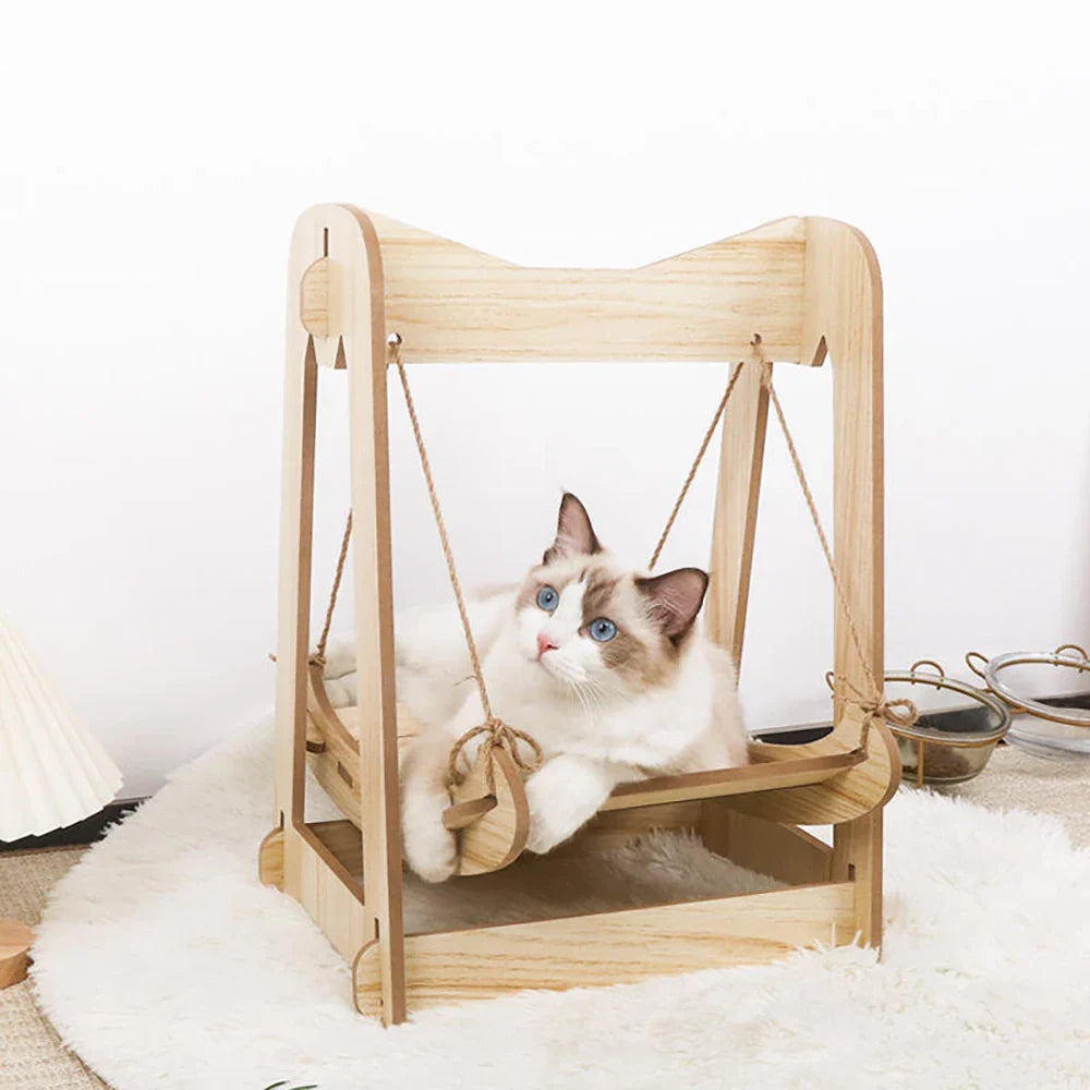 accessoire pour chat balançoire en bois