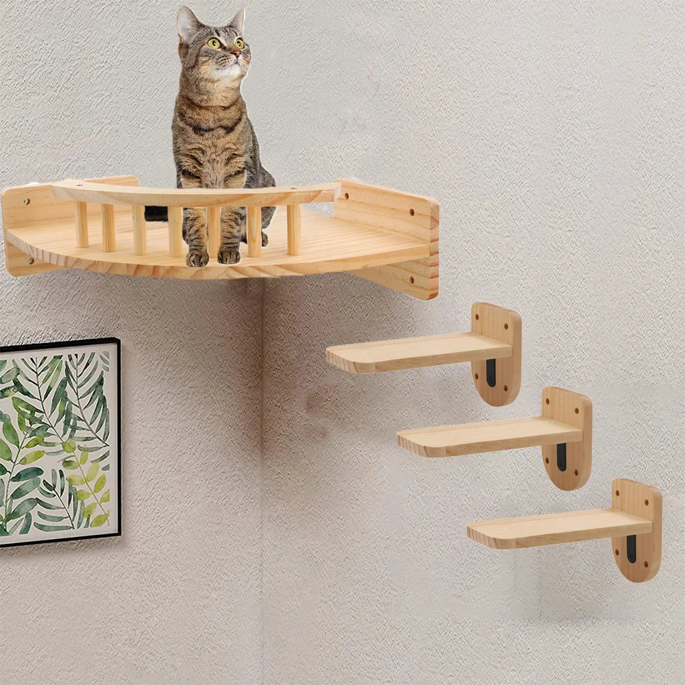 Arbre A Chat Mural En Bois - Plateforme D'observation - Tourdecontrôle