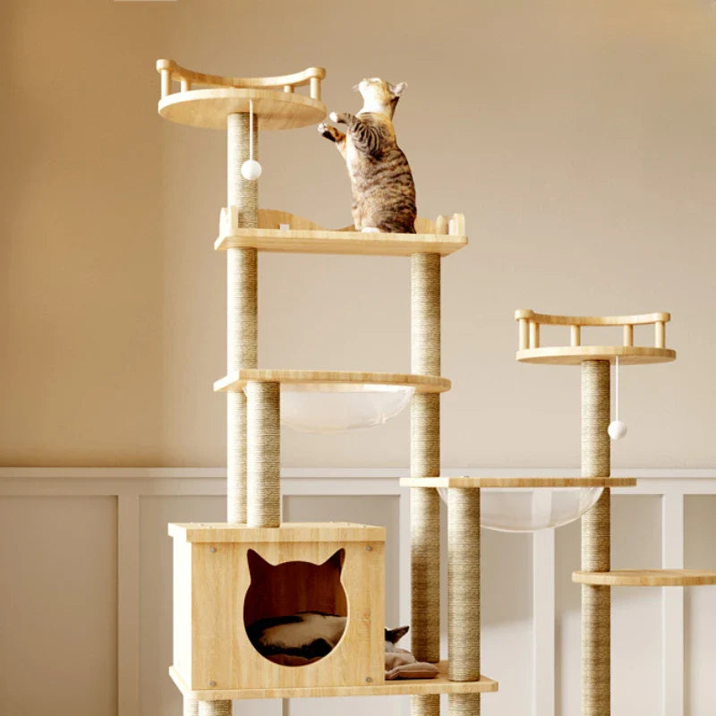 arbre à chat XL bois blanc Le Royaume Miaou