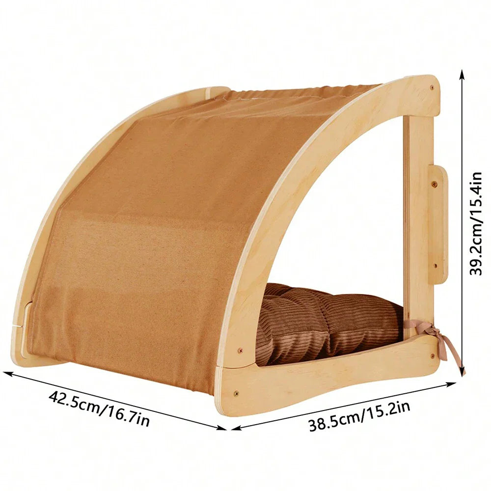 arbre à chat en bois mural