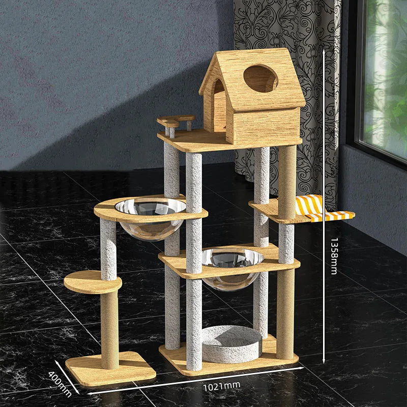 arbre à chat en bois pour félins