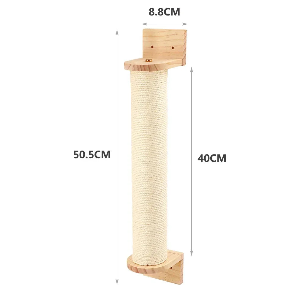 arbre a chat mural avec éléments suspendus