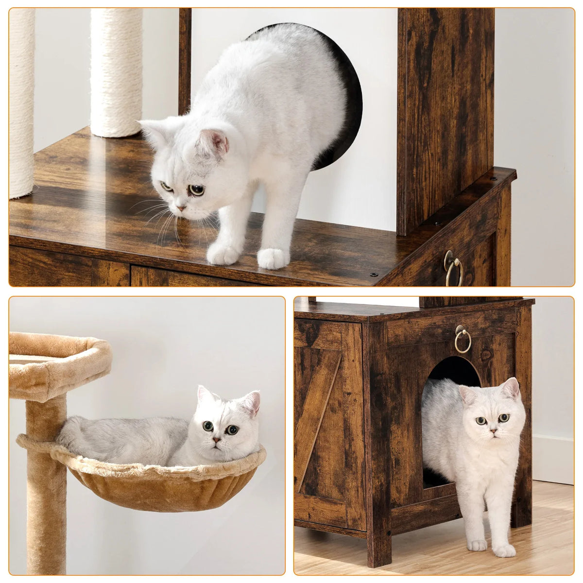 mobilier pour chat arbre à chat bois avec litière