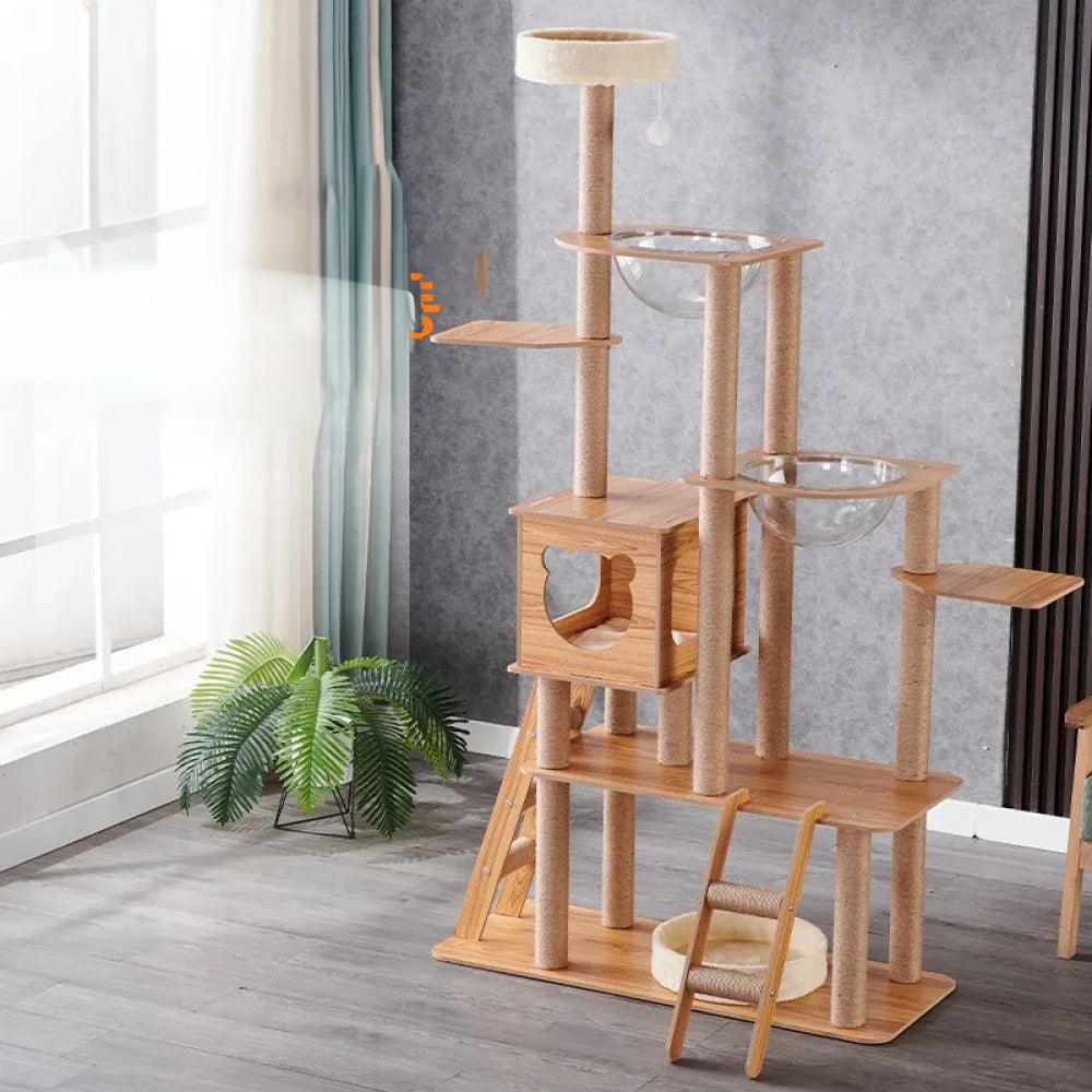 Arbre À Chat En Bois Naturel Et Design - "catforest"