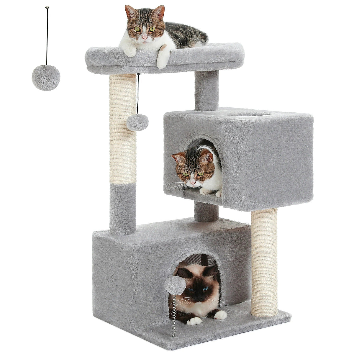arbre à chat pour félins beige et gris