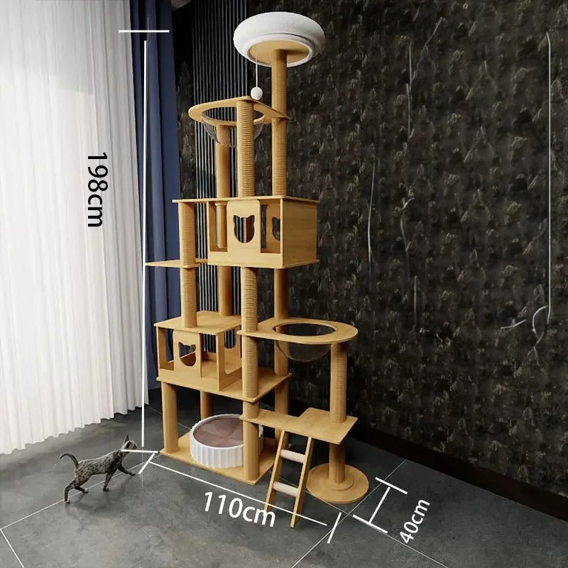 arbre à chat en bois massif pour chat